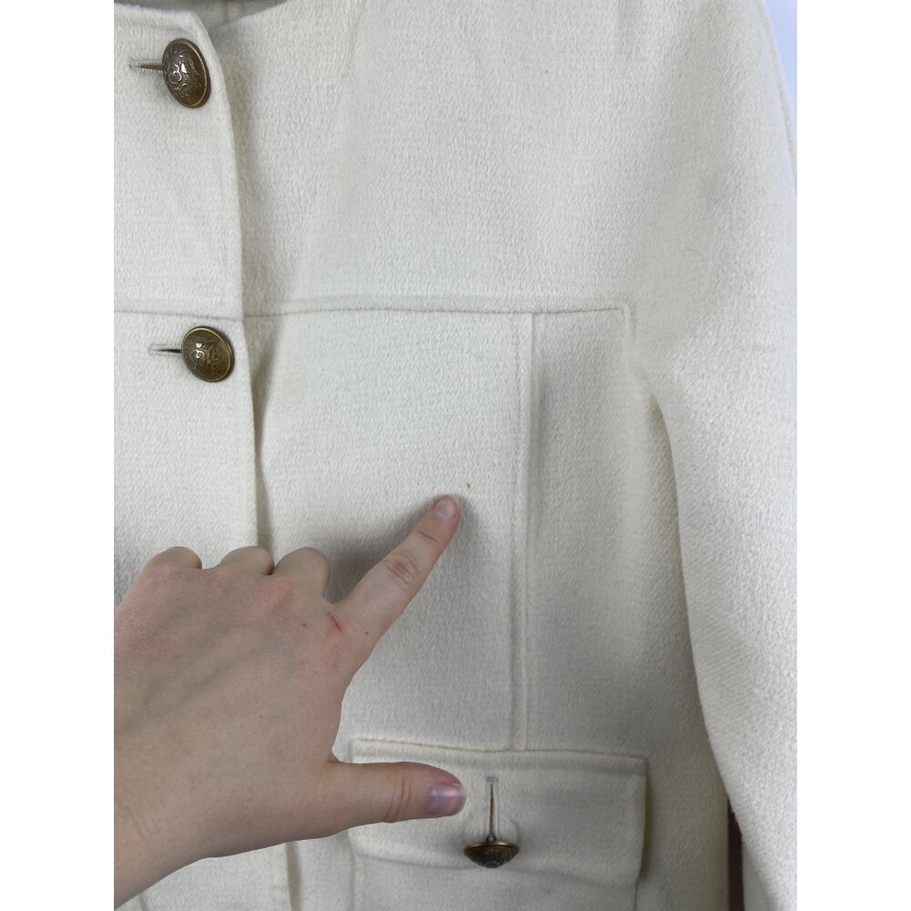 St. John Women's 6 Cashmere Wool Angora Old Money Neutral Blazer Cream - Picture 4 of 8
